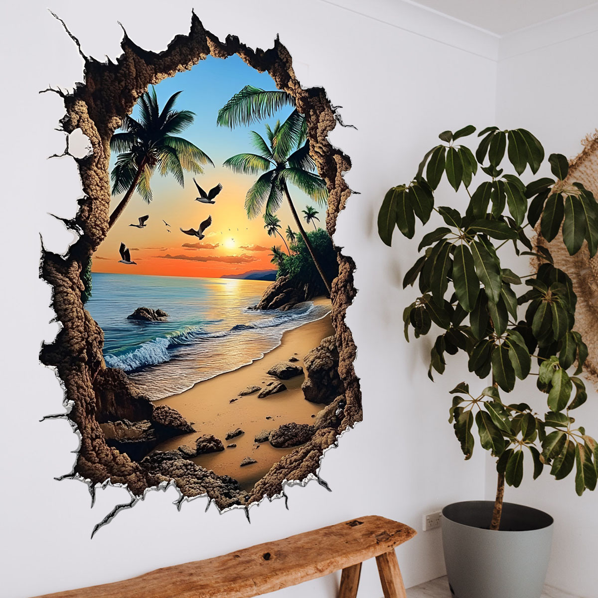 3d väggdekor ö solnedgång för vardagsrum och sovrum inredning_voghion.com