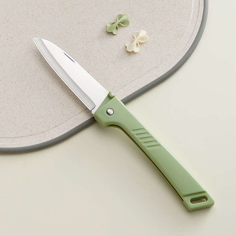 Cuchillo de frutas de acero inoxidable, melón plegable portátil, sandía, cuchillo de pelado con vaina, cuchillo de dormitorio, cocina doméstica portátil