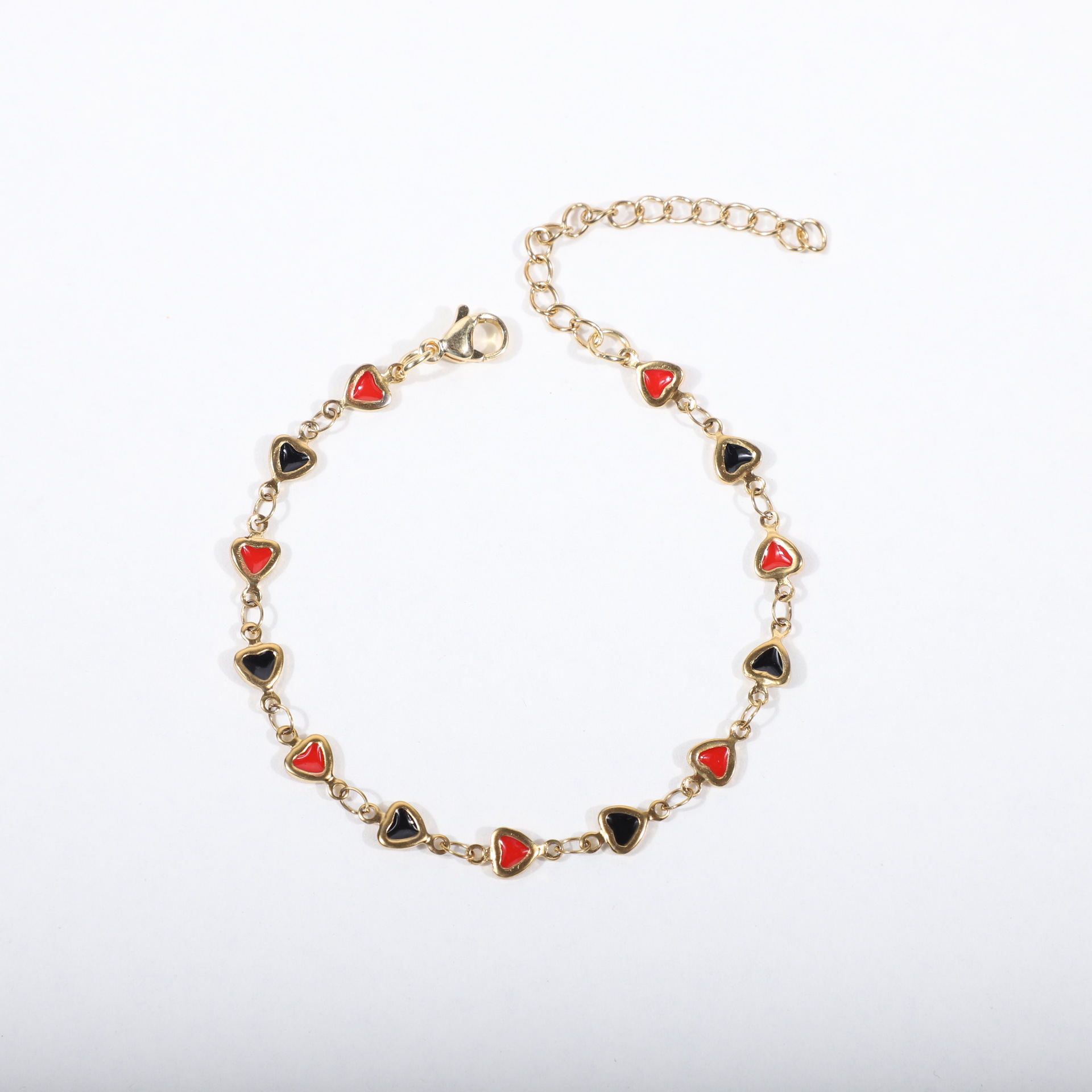 Heart Shape Pattern Women's Gender Enamel Design Sweet Heart Shape 304 Stainless Steel Bracelets In Bulk