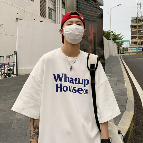 Short-sleeve T-shirt for men and women, summer letter print, simple and versatile, oversized, trendy, half-sleeve T-shirt