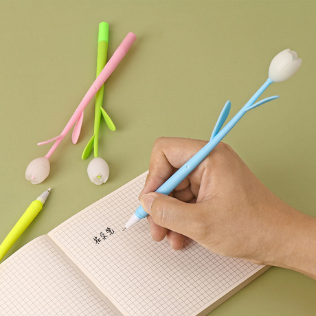 Flower Pens South Korea creative light-changing Tulip silicone gel pen fresh cut