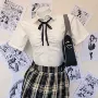 辣妹学院风白色绑带面料