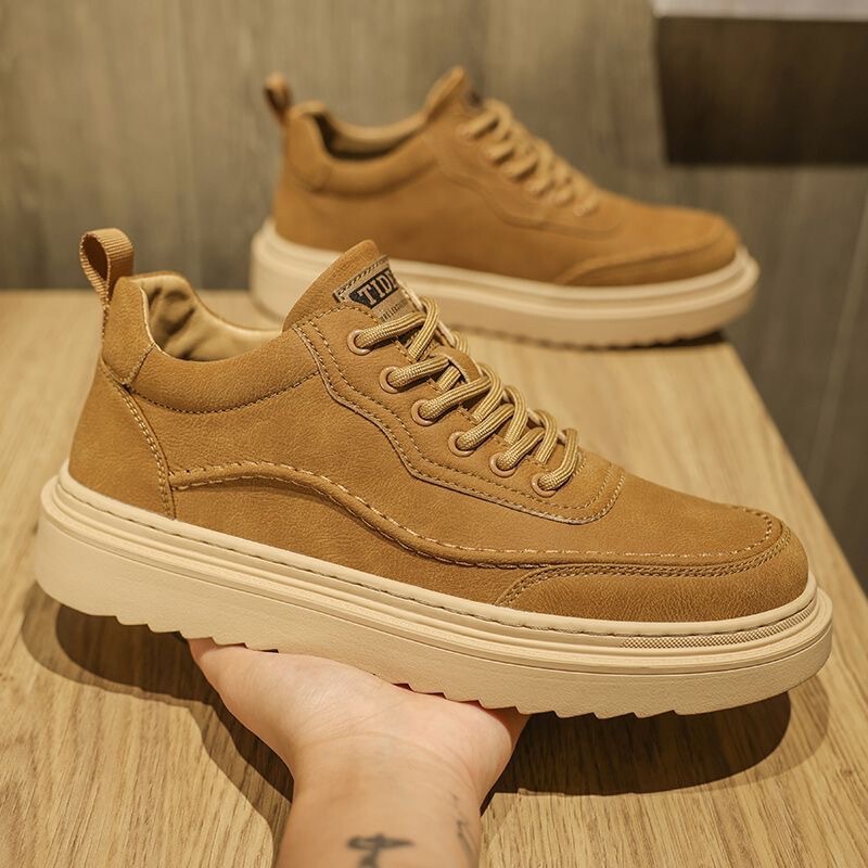 Autumn 2024 Men's Shoes New Breathable Shoes Men's Trendy All-match Thick-soled sneaker Casual Sneakers Leather Shoes Trendy Shoes