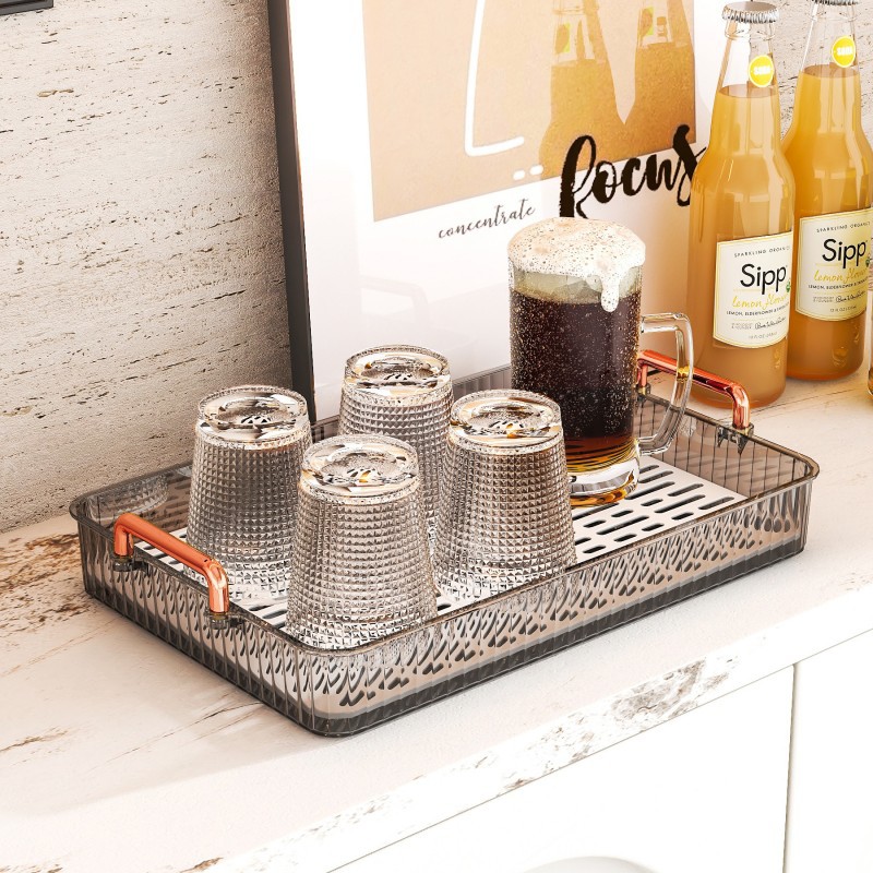 桌面放杯子置物架家用輕奢風茶盤水杯收納架茶杯瀝水托盤杯架批發