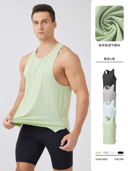 26 Cross-Border Quick-Dry Vest European and American Plus Size Sports Vest for Men Outdoor Running Breathable Sleeveless Solid Color Top