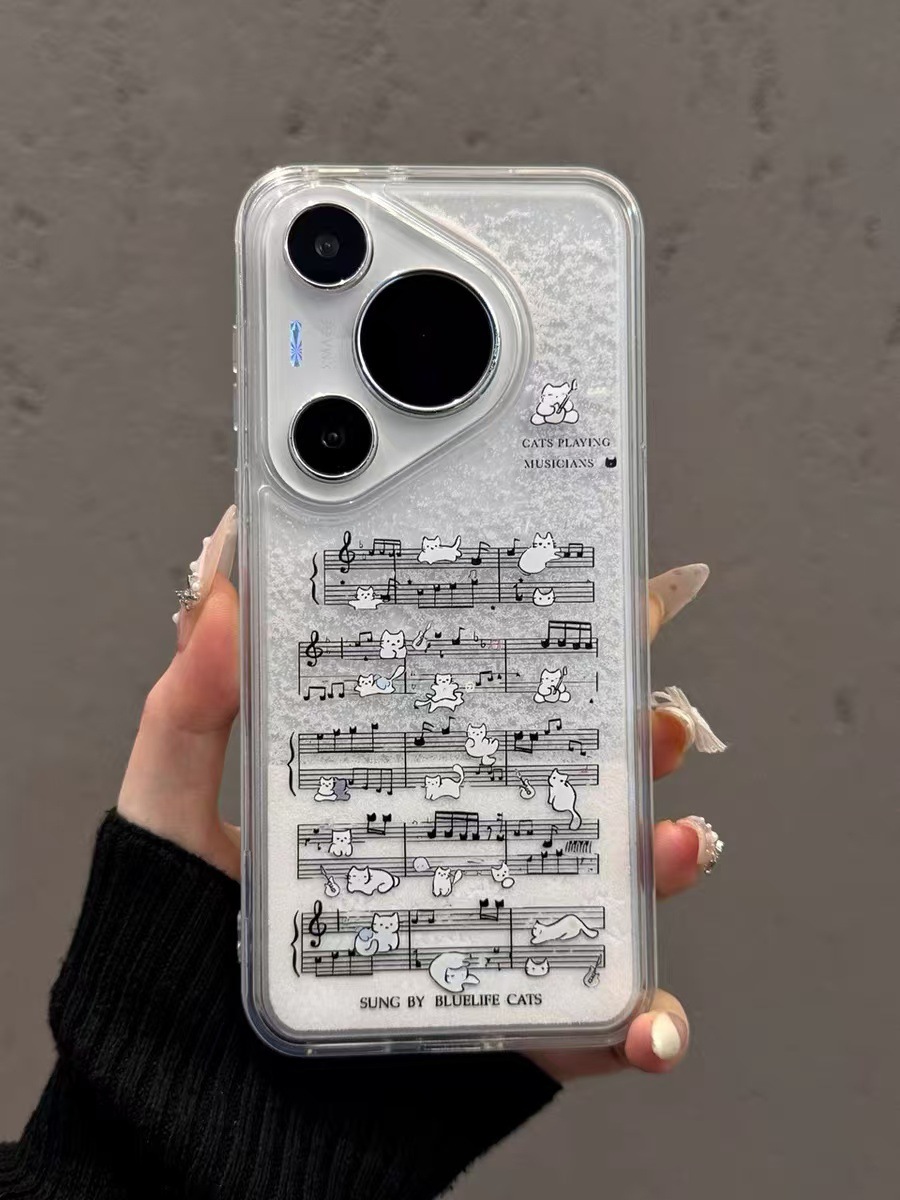 Notas de gato para iPhone16promax pareja Apple 15promax dibujos animados 14pro/13 funda suave