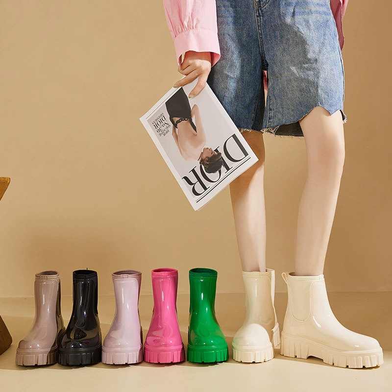 Модные резиновые сапоги Cross-Border, женские износостойкие удобные резиновые сапоги на толстой подошве, кухонная непромокаемая нескользящая резиновая обувь, Рабочая обувь для кухонной мойки