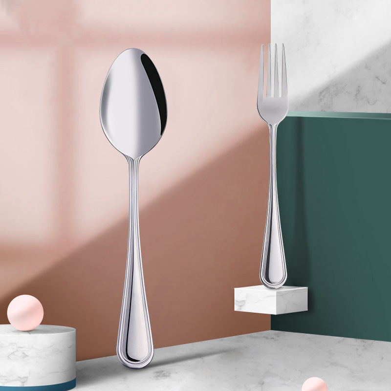 SOURCE Factory Western restaurant stainless steel knife, fork and spoon household pointed spoon steak knife and fork 1010 single line tableware suit