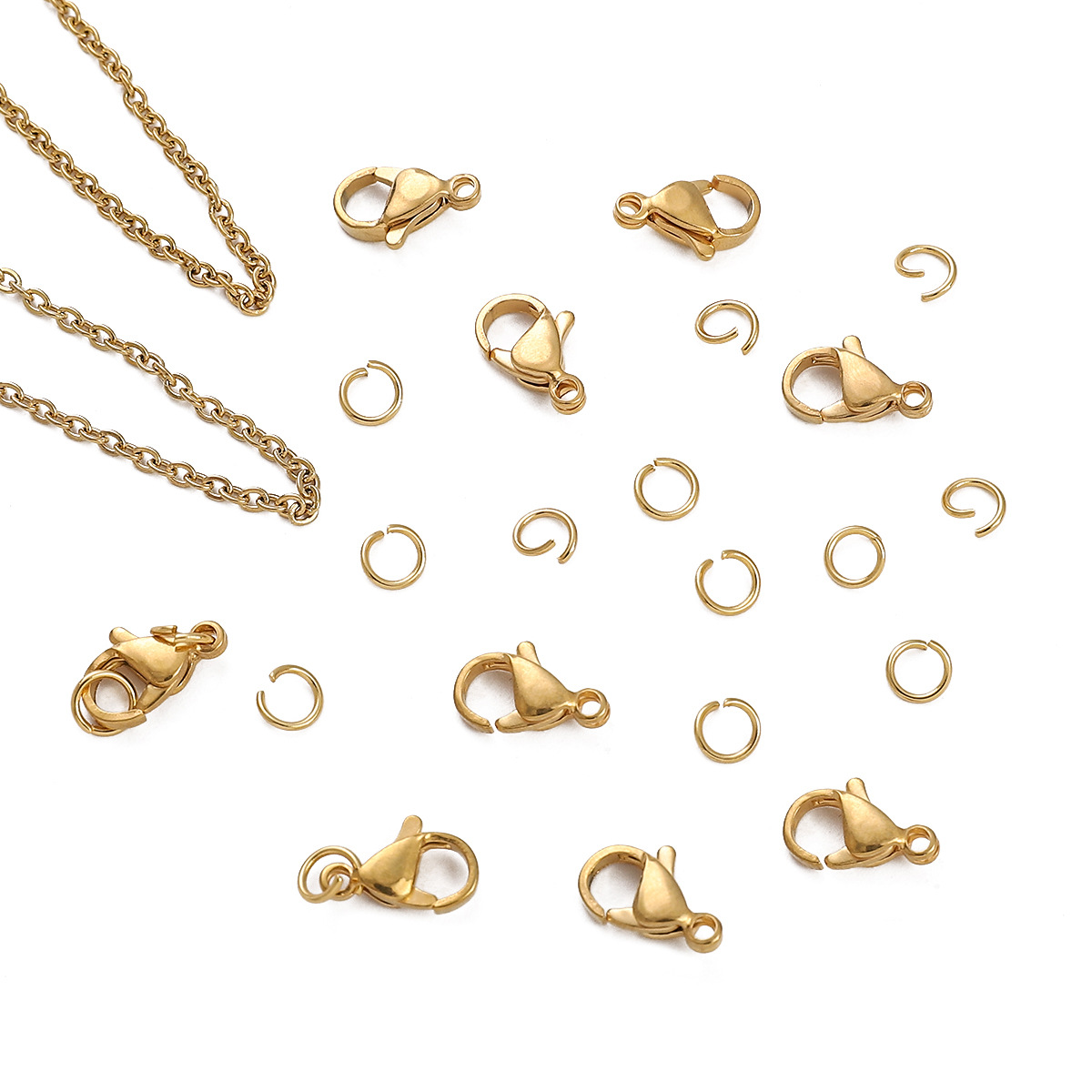 28g Weight Chain, Lobster Clasp Jewelry Making Type DIY Jewelry Accessories Classification 1 Set Quantity 304 Stainless Steel Material Solid Color Pattern Simple Style Style 1 Set 304 Stainless Steel Solid Color Chain Lobster Clasp 4