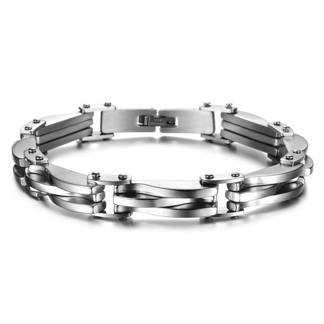 Minimalist Men's Titanium Steel Bracelet With Diamond Texture_voghion.com