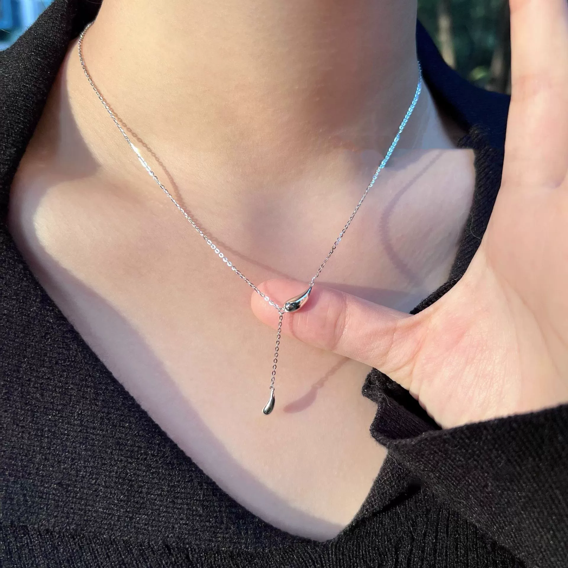 Lucky капли воды ожерелье леди s холодные ветры легкие роскошные ниши дизайн модный минималистичный кисточка цепочка ключицы универсальная