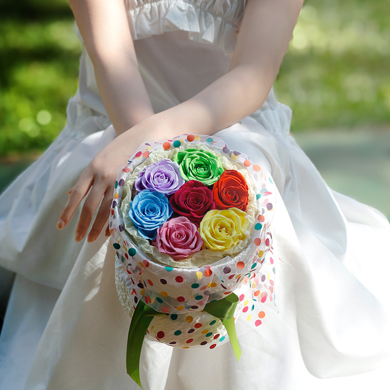 Dopamina Rosa ramo terminado ramo de novia real flor regalo del Día de San Valentín flor seca flor Eterna de Yunnan