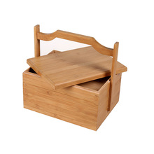 竹木清漆双层月饼提盒手提木质中秋木盒礼品包装盒改尺寸木盒