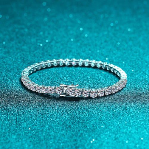 XDY925 sterling silver bracelet for women plated pt950 gold fully inlaid with four claws 30 points moissanite bracelet factory direct supply