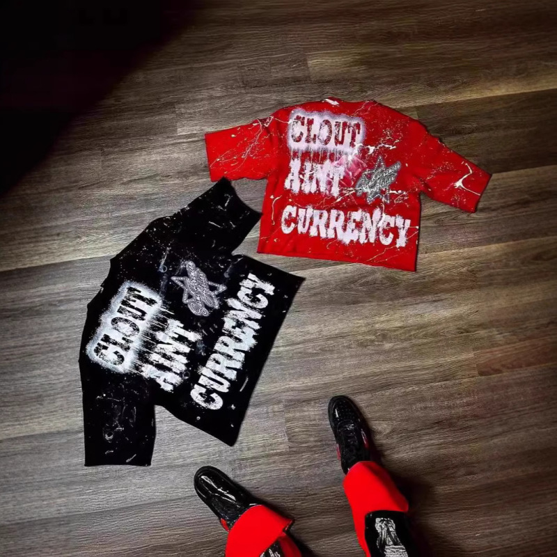 アメリカの街頭y 2kファッションの服のアルファベットのプリントの長袖のtシャツの個性のデザインの男女の同項のゆったりしている上着|undefined