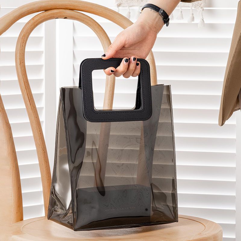 饭袋透明手提袋PVC情人节送人黑色礼品袋塑料包装礼物伴手礼网热