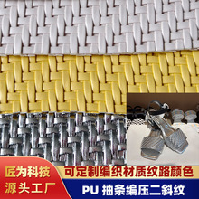 定制PU面料抽条编压二斜纹机械压块汽车内饰礼盒手工PU编织辅料