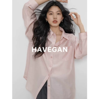 与间HAVEGAN/天丝防晒衬衫女通勤夏季2026新款真丝长袖宽松设计感