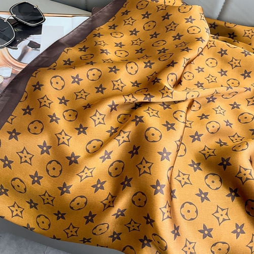 Silk scarf for women in spring and autumn, simulated silk, Korean style fashionable shawl and scarf, summer sun protection beach towel with gauze scarf