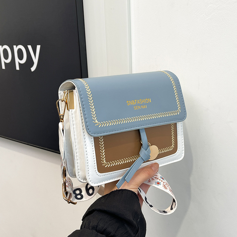 Bolso de estilo occidental casual coreano femenino 2024 nuevo bolso de hombro de color de contraste de moda textura personalidad bandolera pequeño bolso cuadrado