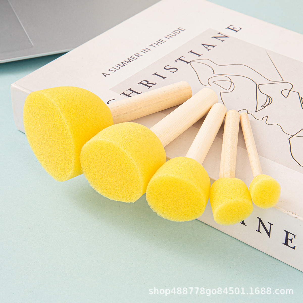 Fabricantes de graffiti al por mayor mango de madera esponja pincel de pintura sello infantil una variedad de especificaciones herramientas de pintura dedo sello pincel