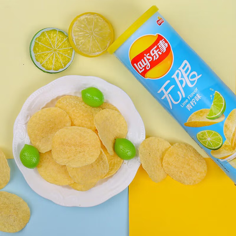 乐事薯片90g大桶装经典原味番茄黄瓜青柠膨化零食网红整箱批发