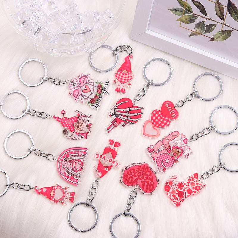 Casual Letter Heart Shape Stainless Steel Printing Valentine's Day Bag Pendant Keychain display picture 2