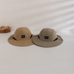 兒童帽子春夏季新款日系簡約百搭速干漁夫帽戶外登山露營護頸盆帽