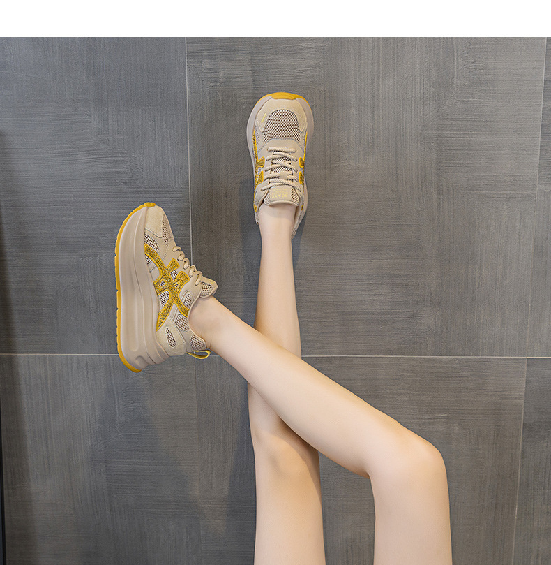 Giày sneaker nữ đế dày lưới mesh thoáng khí mẫu mới thu 2026 — M2916-1 da đỏ, M2916 lưới màu be, M2916-1 da màu vàng, M2916 lưới đỏ chi tiết 29