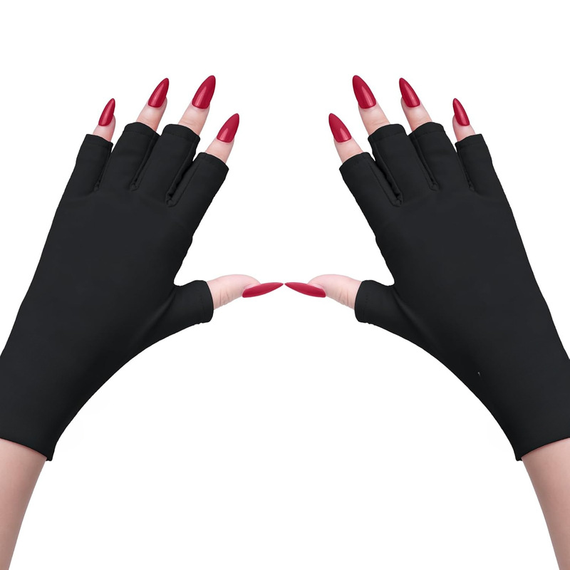 Gloves with Nail Lamp, Manicure Gloves, Art Skincare Gloves, Women's Sun Protection Gloves, Half-Finger Touchscreen Fingerless Thin Gloves
