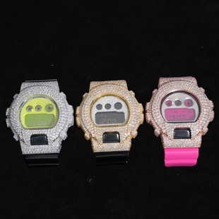 European and American Hip-Hop Cross-Border Popular Watches Sterling Silver Diamond-Encrusted Dw6900 Case Fashionable and Versatile Hot-Selling Accessories