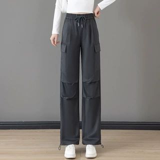 灰色工装裤女2026新款酷飒风秋季休闲直筒裤子女款小个子阔腿裤女