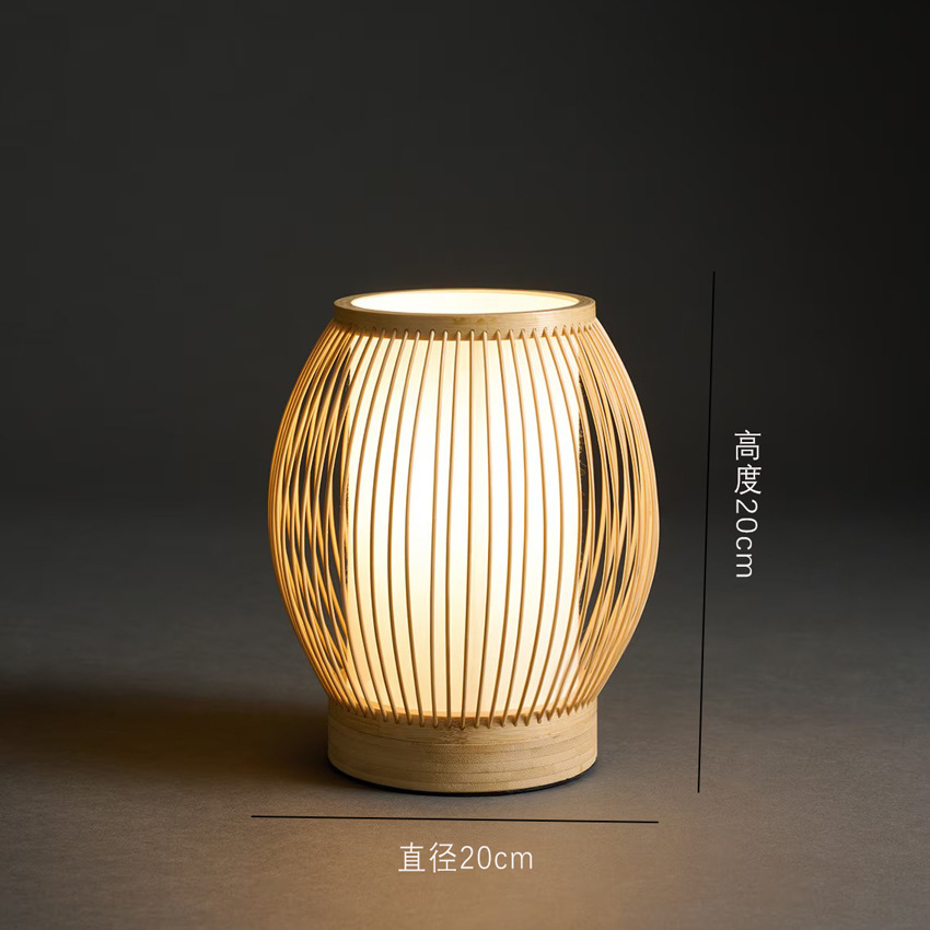 Lámpara de escritorio de madera de bambú japonesa simple lámpara de cabezal de cama de dormitorio y decoración de sala de té Tatami tranquila lámpara de noche