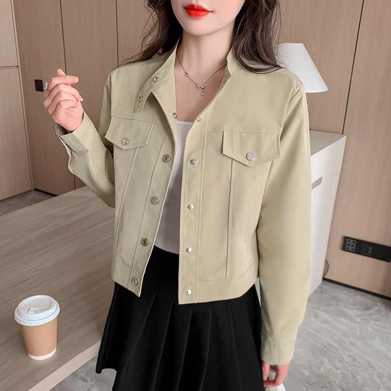 2025年春服カジュアルショートコート女性の新しいレトロな工装美ラード飛行ジャケットの上着|undefined
