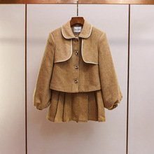 深圳南油高端女装秋季新款时尚复古套装翻领灯笼袖外套+半身裙女