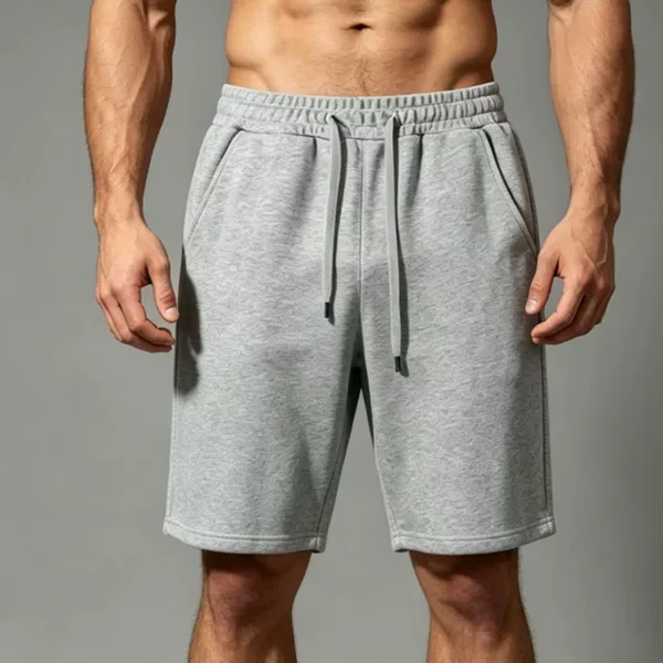 New cross-border quick-dry cotton sports casual shorts for men, summer loose-fitting solid color drawstring straight-leg breathable shorts