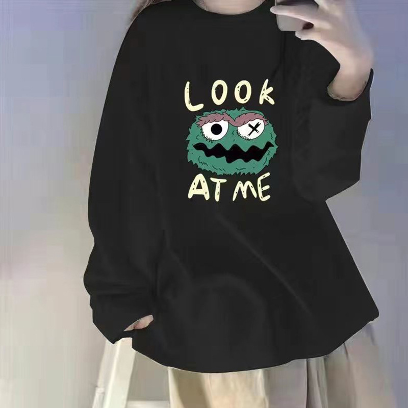 Women's long-sleeved T-shirt 2024 autumn all-match loose sweater undershirt autumn clothing slimming student sweet and spicy top