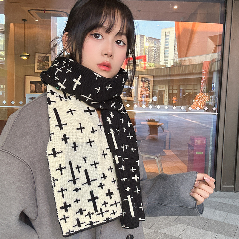 Women's Simple Style Cross Acrylic Imitation Cashmere Scarf display picture 4