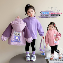 女童冲锋衣外套秋冬装新款儿童洋气加绒加厚棉服宝宝可拆卸三合一