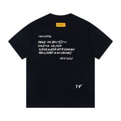 2025 Lujia 新しい半袖男性と女性のダブル糸スリムビッグロゴプリント半袖カジュアルコットン Tシャツ