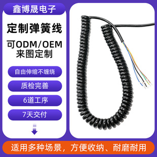 Corrosion-resistant oxygen-free pure copper core PVC spring wire 2-core automotive equipment telescopic TPU spring wire 4-core elastic wire