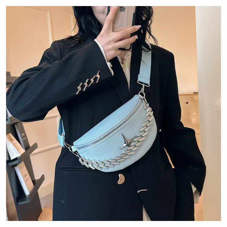 Fanny Pack Bags Type Women's Small PU Star Streetwear Dumpling Shape Buckle Fanny Pack