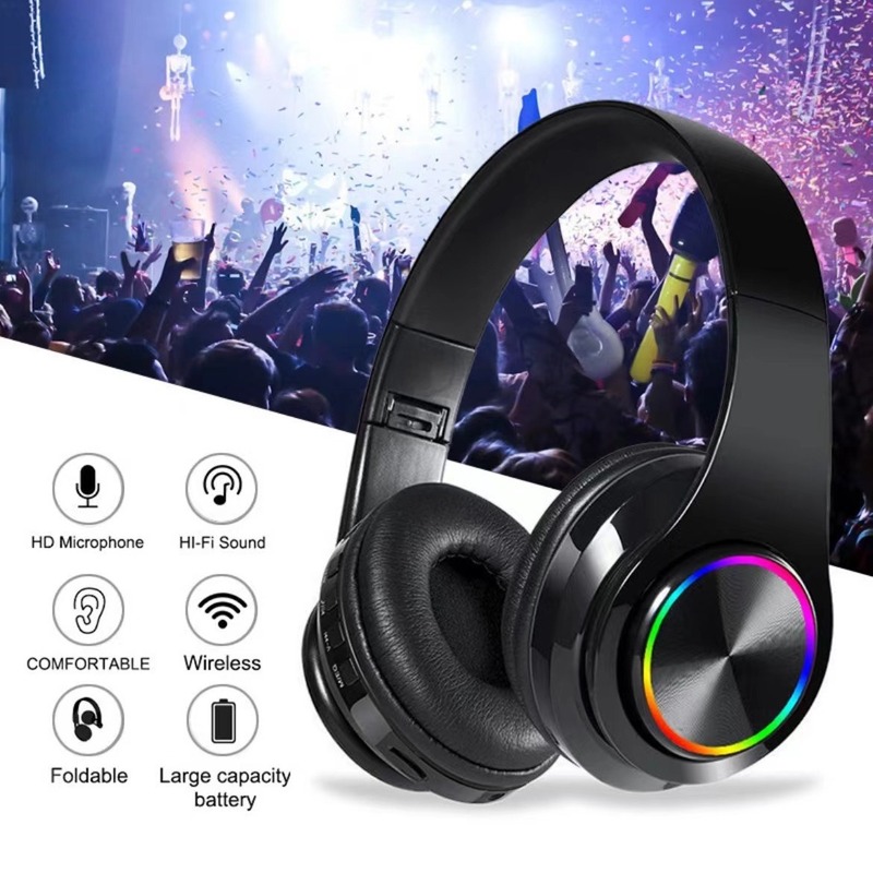 工場直販B39ヘッドセット通話折り畳み発光立体音カードクロスボーダー無線bluetoothヘッドセット|undefined