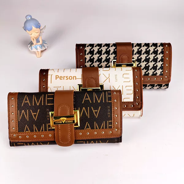 2024 new women's soft surface wallet card storage bag mobile phone bag clutch PU long coin purse cross-border goods