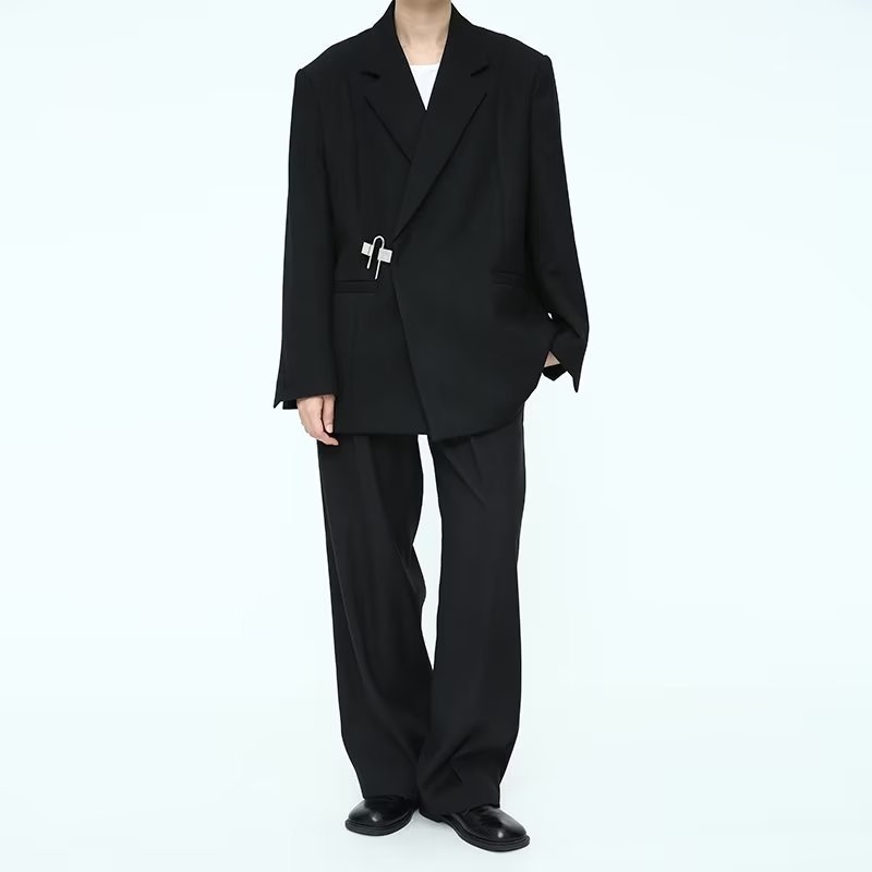 Versión coreana de la nueva chaqueta de traje negro del diseñador de abstinencia