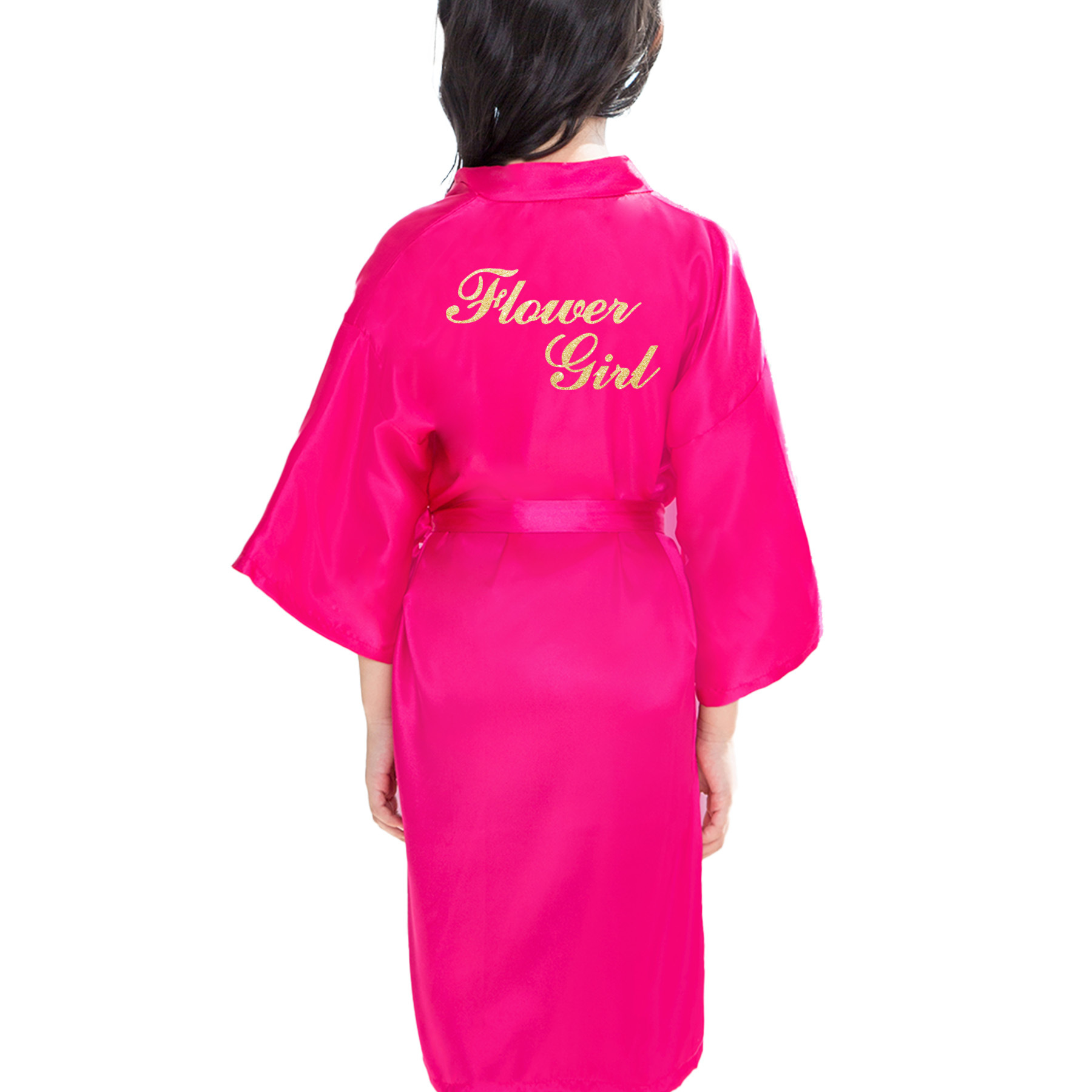 Vestido de Novia para Niña, Color Sólido, con Estampado Dorado, Estilo Cardigan, para Bodas