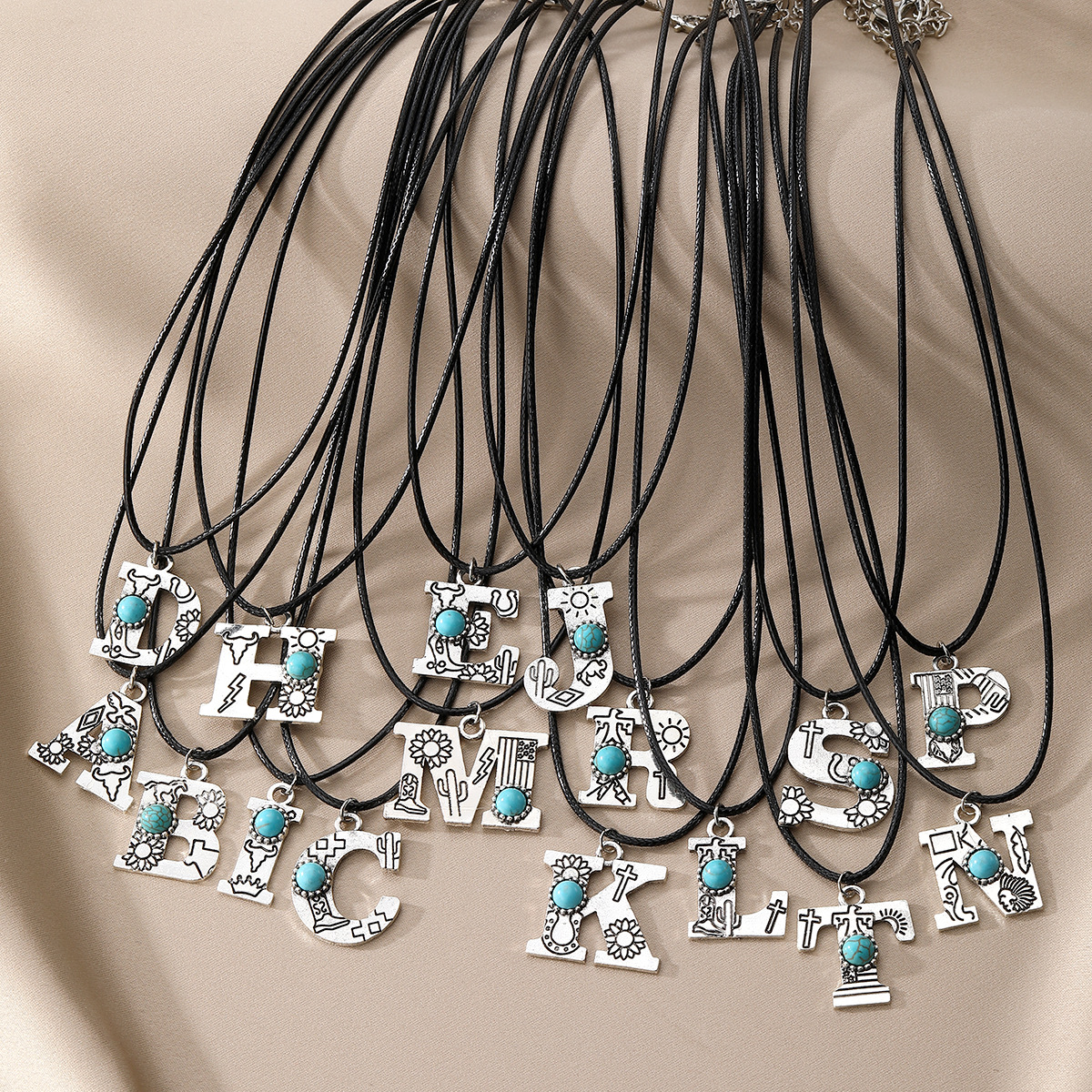 Turquoise Totem Letter Necklace Vintage