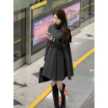 2024秋冬新款时尚洋气时髦呢大衣气质冬季可拆卸斗篷时尚外套毛呢