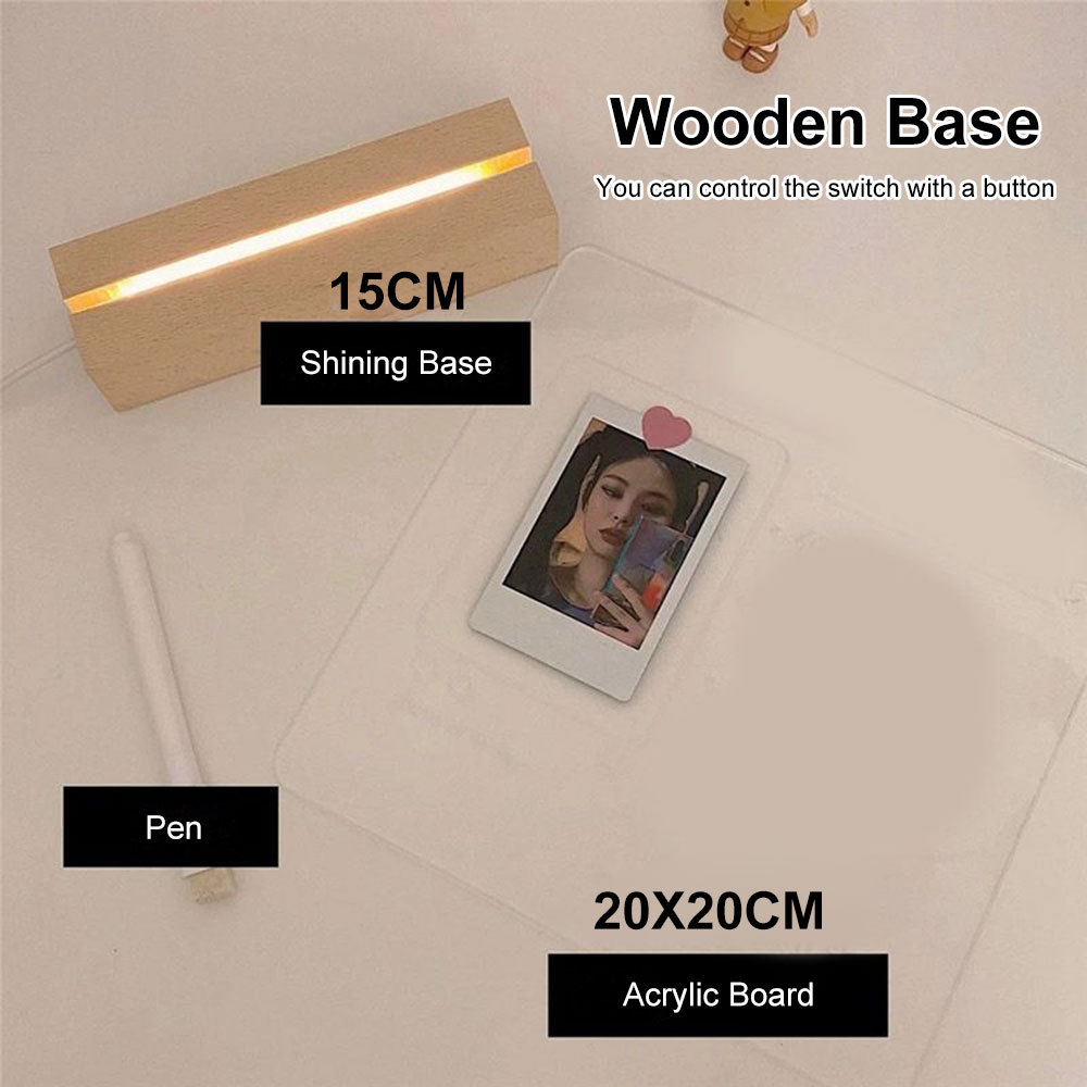 New Note Message Board Led Night Light Transparent Glow Memo