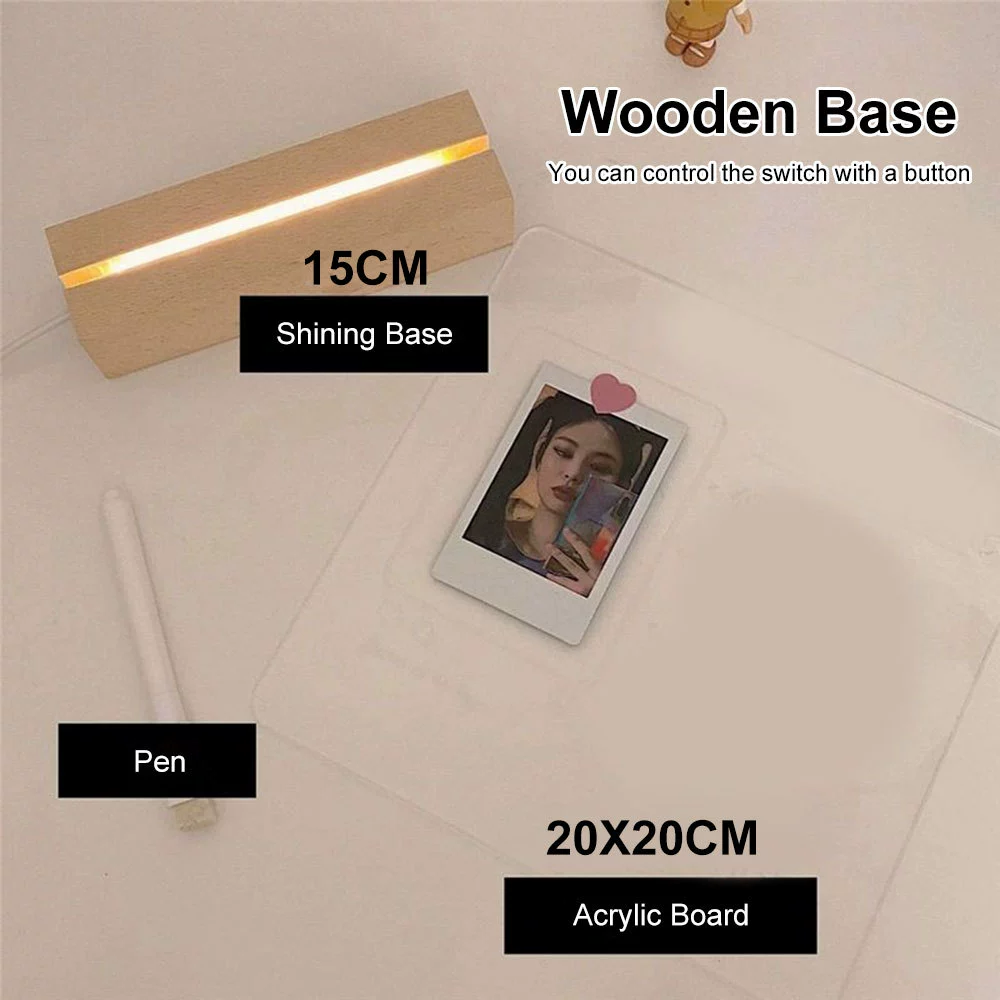 New Note Message Board Led Night Light Transparent Glow Memo